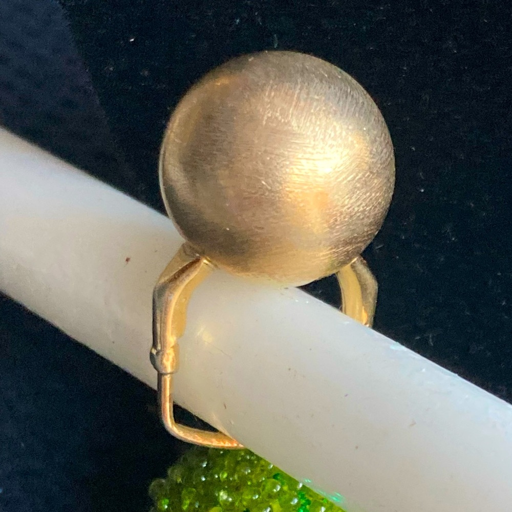 VENDOME Vintage 1960's Large Gold Ball Adjustable Shank Ring